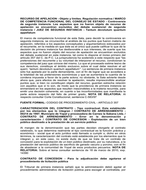 RECURSO DE APELACION Objeto y límites Regulación normativa DE