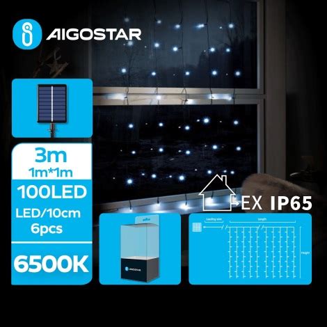 Aigostar Guirlande solaire de Noël 100xLED 8 fonctions 4x1m IP65