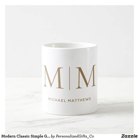 Modern Classic Simple Gold Monogram Name Initials Coffee Mug Zazzle