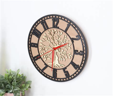 Wooden Wall Clock Tree Of Life Clock Laser Cut Wall Clock Wall Clock