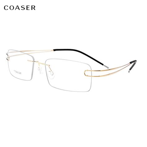 Brand Design Titanium Rimless Optical Glasses Frame Mendouble Leg Women Eyeglassesmyopic