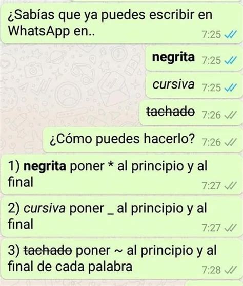 Cómo poner negrita cursiva y tachado en Whatsapp Las Provincias