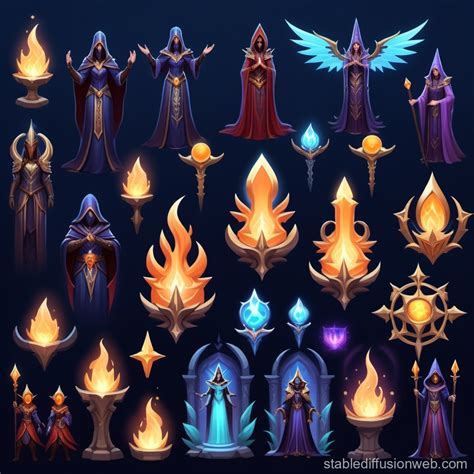 Dark Cultist Altars And Idols Sprite Sheet Stable Diffusion Online