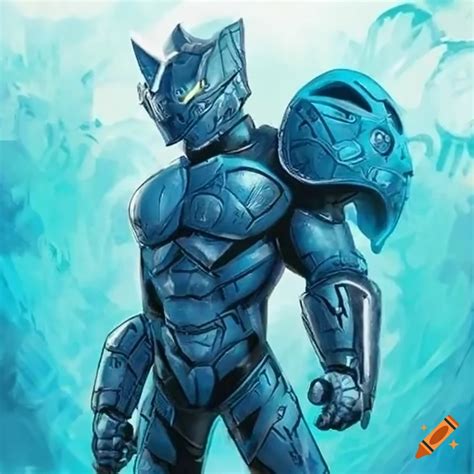 Depiction Of A Realistic Comic Book Style Superhero In Water Armor