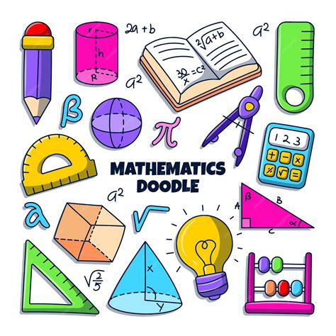 Premium Vector Mathematics Doodle Illustration With Colored Hand