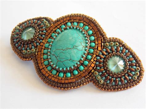 Tibetan Turquoise Hair Jewelry Bead Embroidery Barrette Etsy