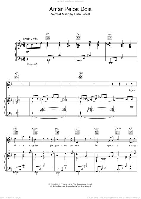 Amar Pelos Dois Sheet Music For Voice Piano Or Guitar Pdf