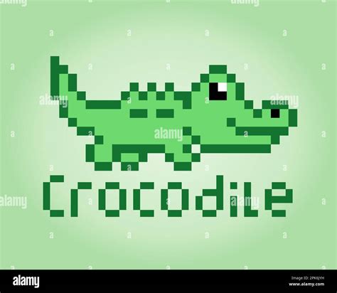 8 Bit Pixel Crocodile Image Animals In Vector Illustration For Retro