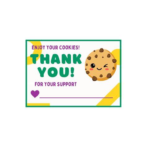 Girl Scout Cookie Thank You Card Girl Scout Thank You Note Girl Scout