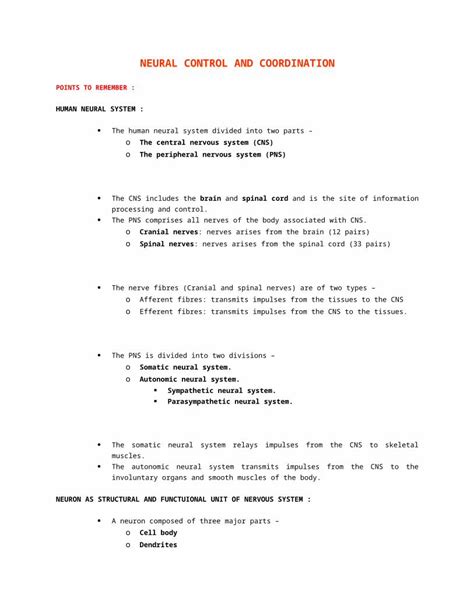 DOCX Neural Control And Coordination DOKUMEN TIPS