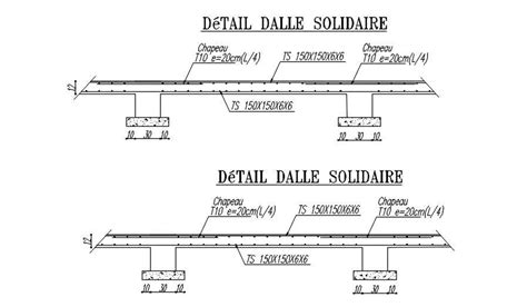 AutoCAD 2D Drawing Of Solid Slab Reinforcement Details CAD File Dwg