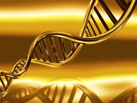 Premium Photo Golden Dna Strands On Abstract Medical Background