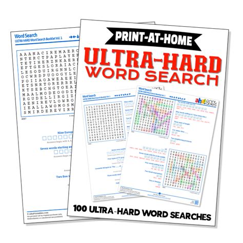 Print At Home Ultra Hard Word Search Aha Printables