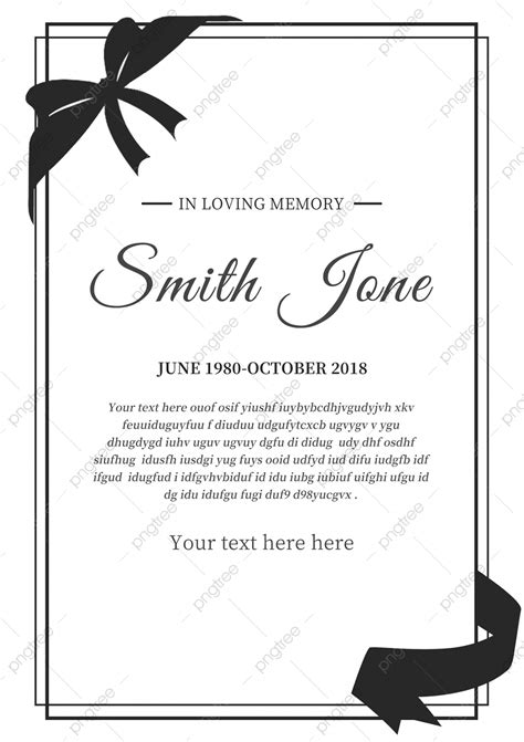 Black And White Simple Border Funeral Invitation Template Download on ...