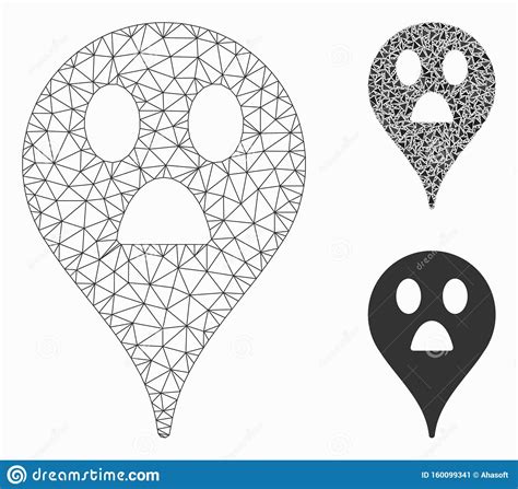 Wonder Smiley Map Marker Vector Mesh D Model And Triangle Mosaic Icon