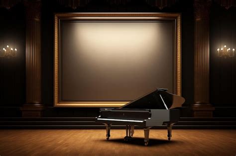 Premium Ai Image A Grand Piano Sits On A Stage With A Large Screen