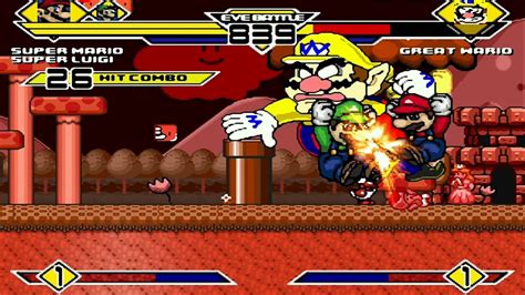 Super Mario And Super Luigi Vs Great Wario Mugen Battle Youtube