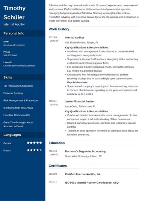 Internal Auditor Resume Sample And Writing Guide