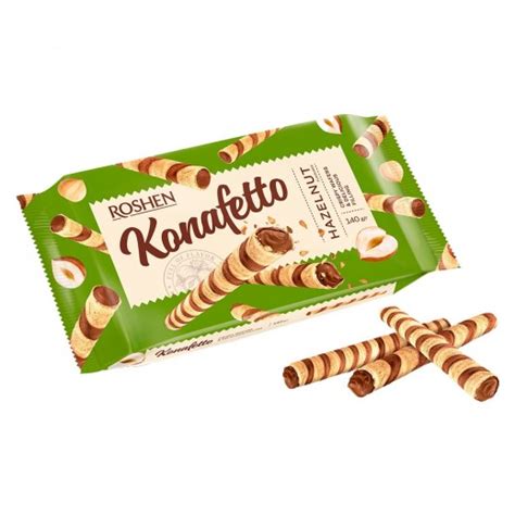 Buy Roshen Konafetto Hazelnut Flavoured Filling Wafer Rolls 140 G