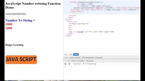 How To Convert Number To String In Javascript Demo Youtube