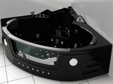 Whirlpool Massage Hydrotherapy Black Corner Bathtub Hot Tub 2 Two