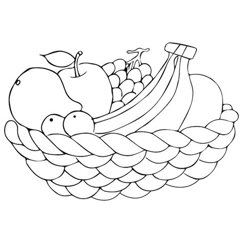 Premium Vector | Fruit Basket Coloring Page For Kids, Vector ...