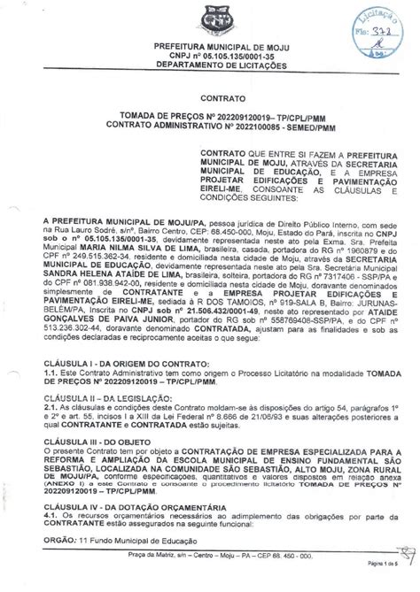 Contrato Prefeitura Municipal De Moju Pa