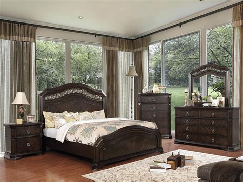 Traditional Espresso Solid Wood CAL Bedroom Set 6pcs FOA CM7751