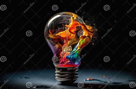 Electric Light Bulb Exploding With Paint And Glass A Creative Idea