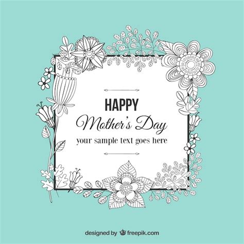 Free Vector Floral Doodle Mothers Day Greeting