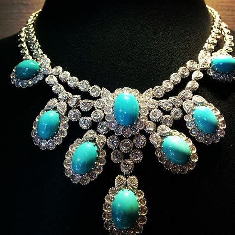 Thejewellcloset Diamond And Turquoise Necklace Beautiful Necklaces