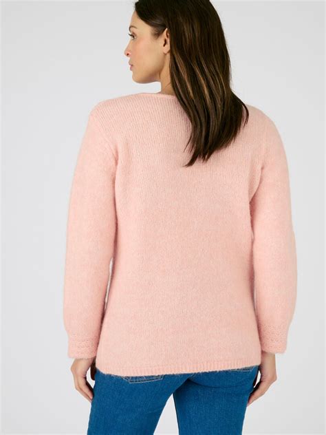 Pull M Lange Mohair Col Dentelle Damart Rose Kiabi Nu