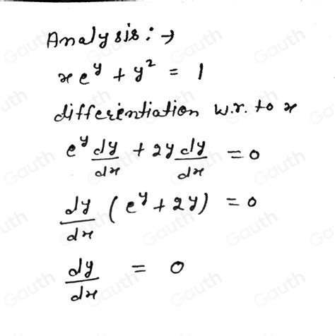 Solved Find Dy Dx For The Implicit Function Xe Y Y 2 1 [algebra]