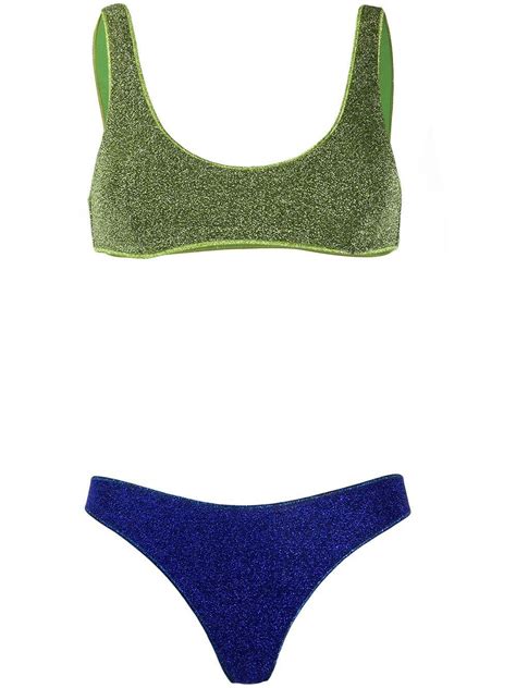 Oseree Shimmer Mix And Match Bikini Set Green Editorialist