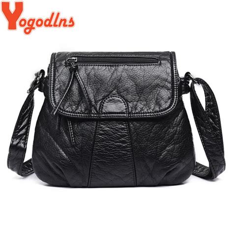 Yogodlns New Arrival Women Handbag Washed Leather Shoulder Messenger