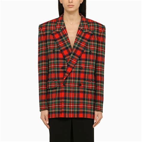 Saint Laurent Paris Saint Laurent Red Tartan Double Breasted Wool Jacket Grailed