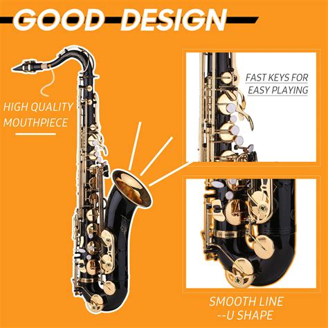 Professional Tenor Saxophone Brass Black Lacquer B Flat Sax W Accessories Y1l6 Ebay