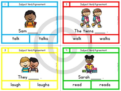 Subject Verb Agreement Task Cards Teaching Resources