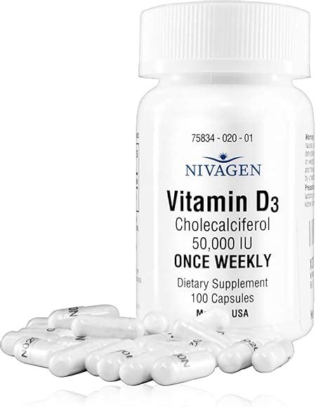 Nivagen Pharmaceuticals Inc Vitamin D3 50 000 Iu Capsule 100 Health And Household