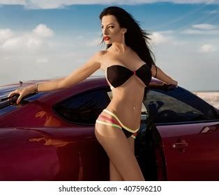 Sexy Bikini Woman Posing Beach Stock Photo Edit Now 406682221