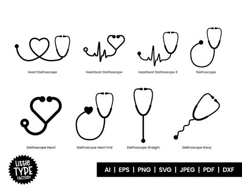 Heart Stethoscope Svg Clipart Set Etsy Canada