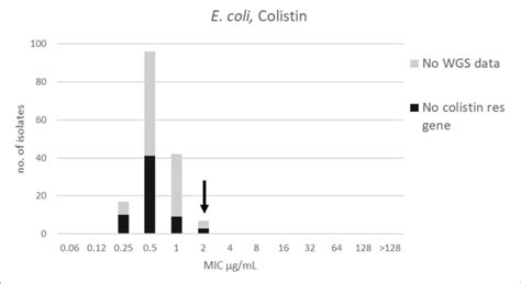 MIC Distribution For E Coli N 162 Against Colistin In The Test