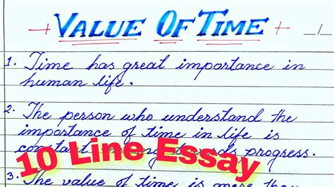 10 Line Essay On Value Of Time Value Of Time Essay In English Essay On Value Of Time Youtube