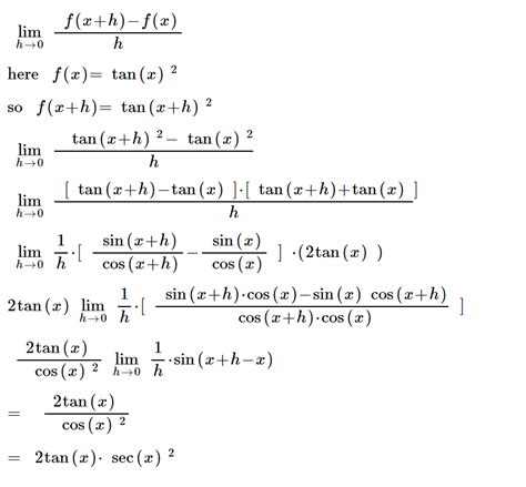 Find Derivative Of Tan Square X By First Principle Maths Limits And Derivatives 9897230