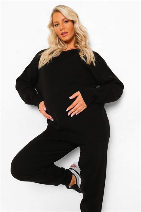 Maternity Crew Neck Knitted Loungewear Set Boohoo