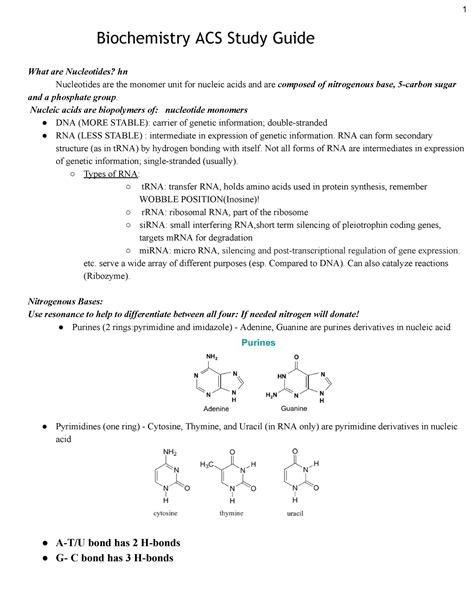 Biochem ACS Study Guide Biochemistry ACS Study Guide What Are