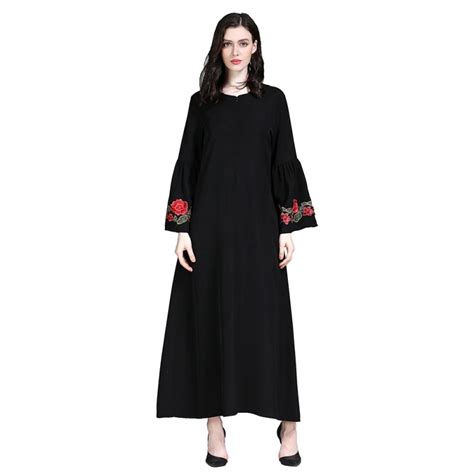 Muslim Dress Islamic Clothing Abayas For Women Black Abaya Flare Sleeve