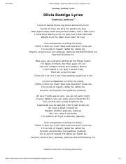 Olivia Rodrigo - jealousy jealousy Lyrics AZLyrics.com.pdf - 5/21/2021 ...