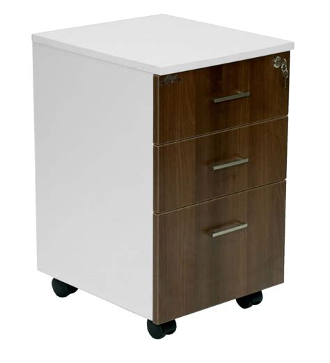 Buy Manila Pedestal Unit With 3 Drawers In Dark Acacia And Frosty White