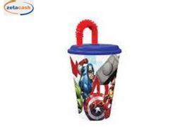 Bicchiere Plastica Con Cannuccia E Coperchio Avengers Ml